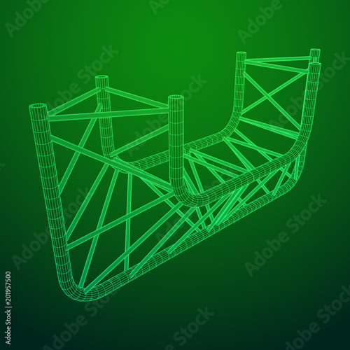 Truss girder element. Wireframe low poly mesh vector illustration.
