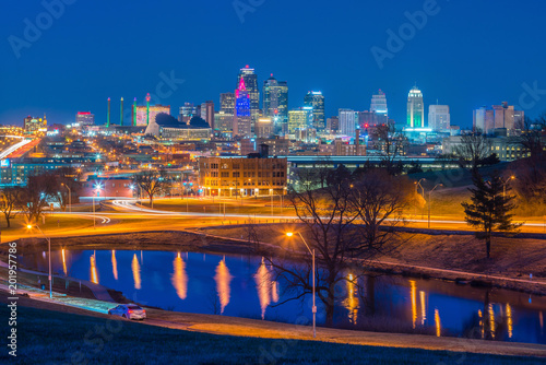 View of Kansas City skyline in Missouri