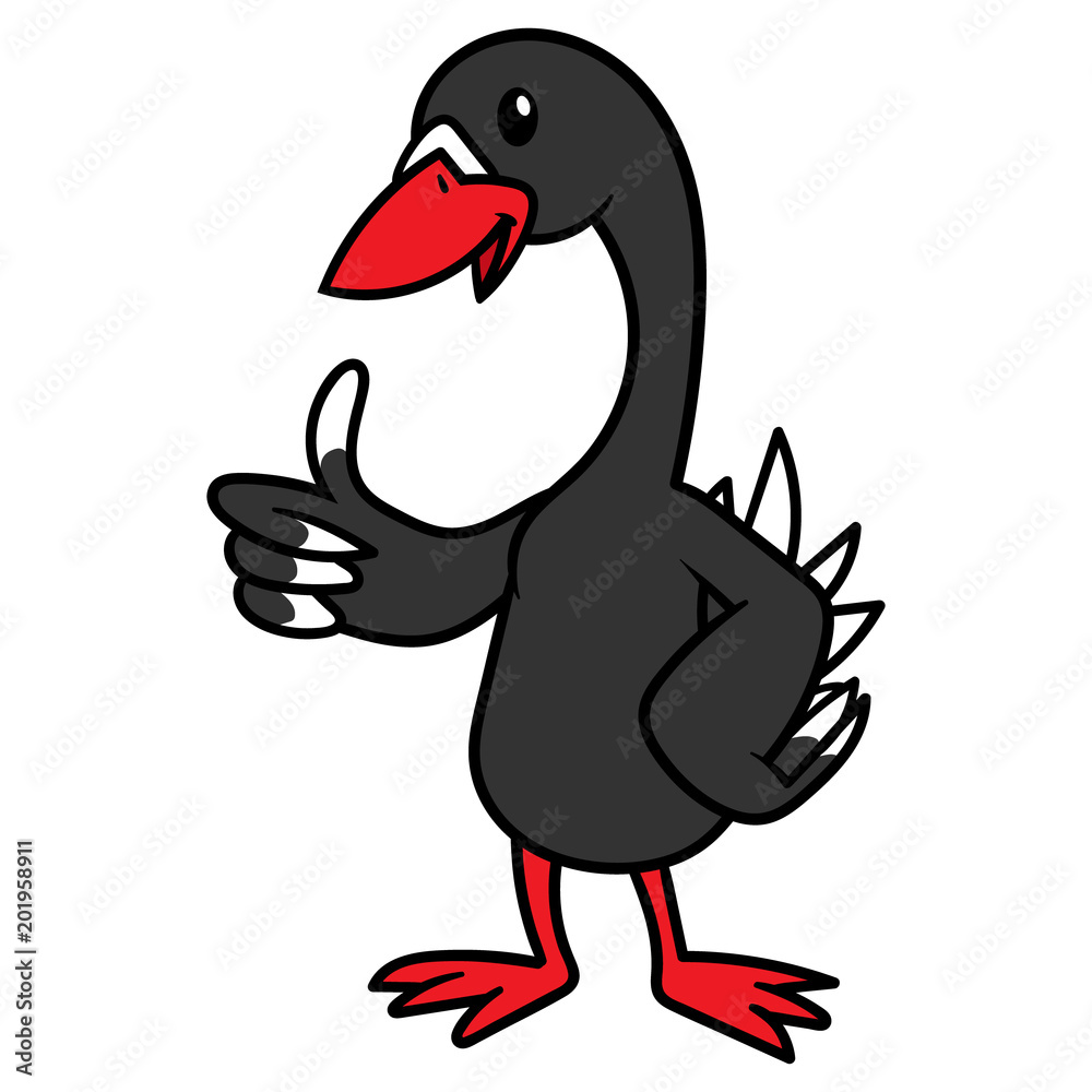 Cartoon Black Swan Illustration Stock Vector | Adobe Stock