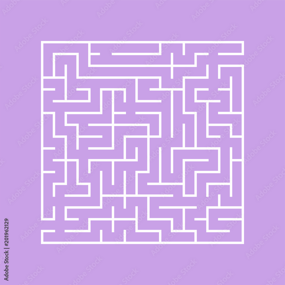A square labyrinth with an entrance and an exit. A simple flat vector illustration isolated on a colored background. A square labyrinth with an entrance and an exit. A simple flat vector illustration isolated on a colored background.