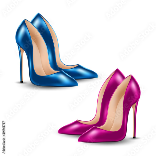 Womens high heel shoes, isolated on white background. Sale banner template. Vector Illustration