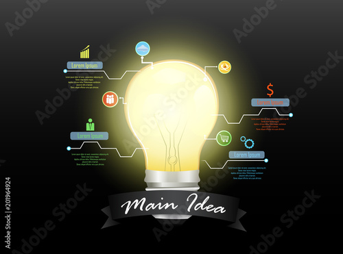 Concept main idea light bulb infographics design