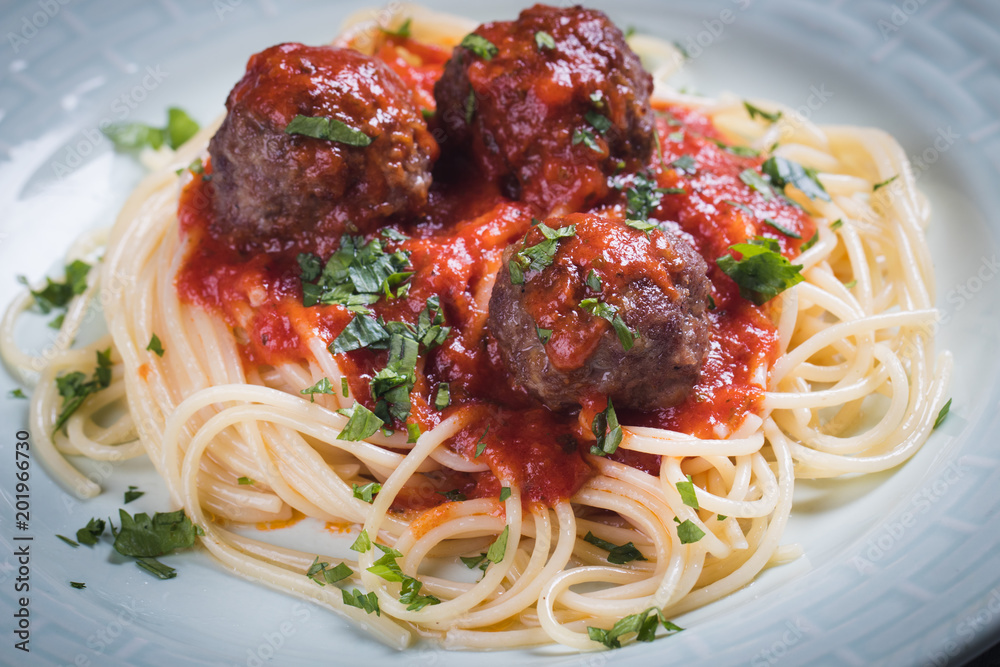 Meat balls with spaghetti pasta and tomato sauce Meat balls with spaghetti pasta and tomato sauce