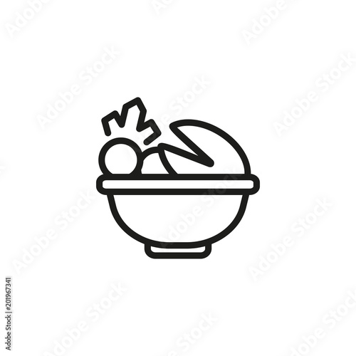 Bowl with escargot and vegetables line icon