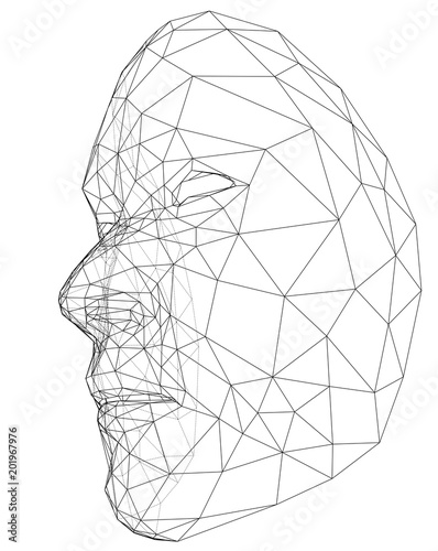 Wire-frame abstract human face
