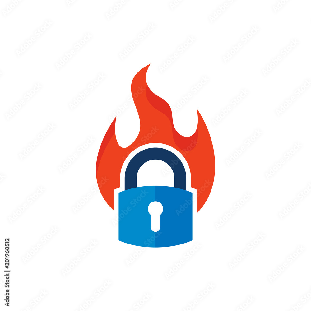 Burn Lock Logo icon Design Stock-Vektorgrafik | Adobe Stock