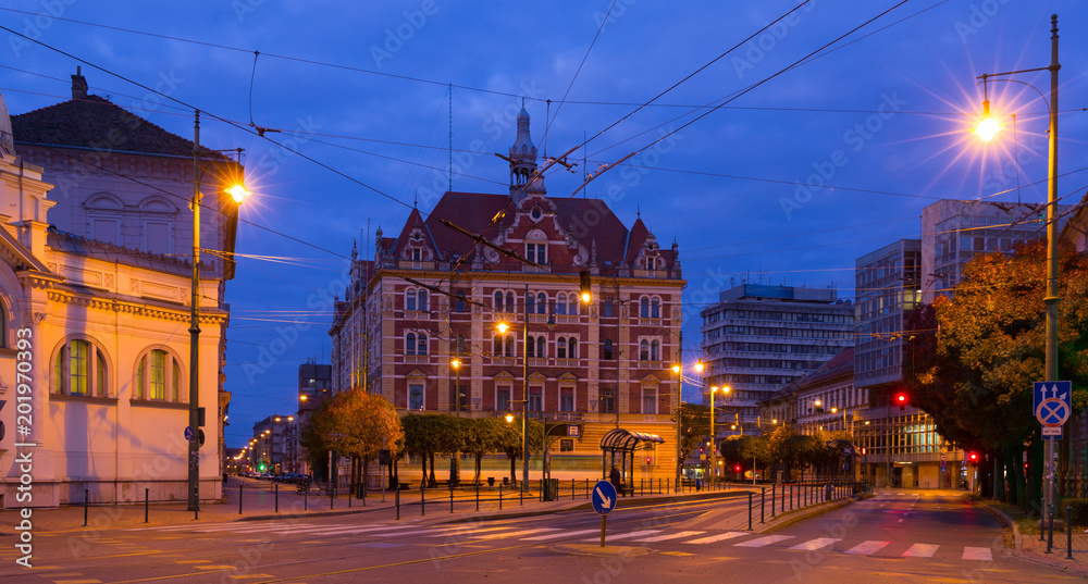 Naklejka premium Nightlife of Szeged streets