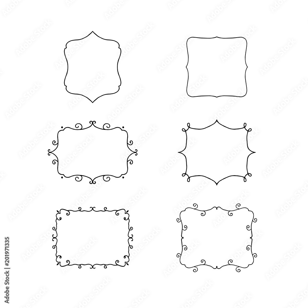Fototapeta premium Set of hand drawn decorative frames.