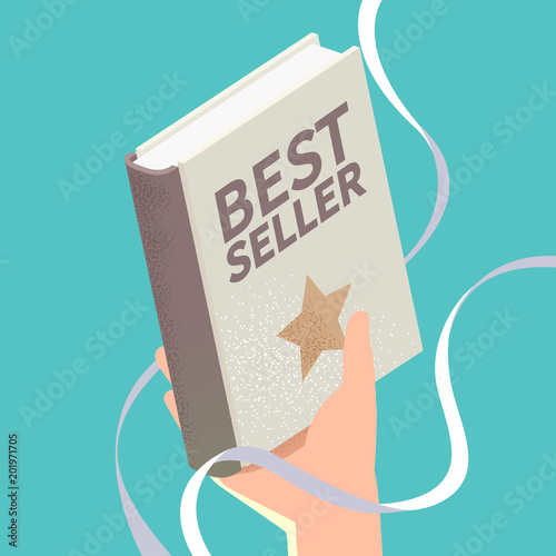 Bestseller book and ribbon with shading effect. Vector illustration