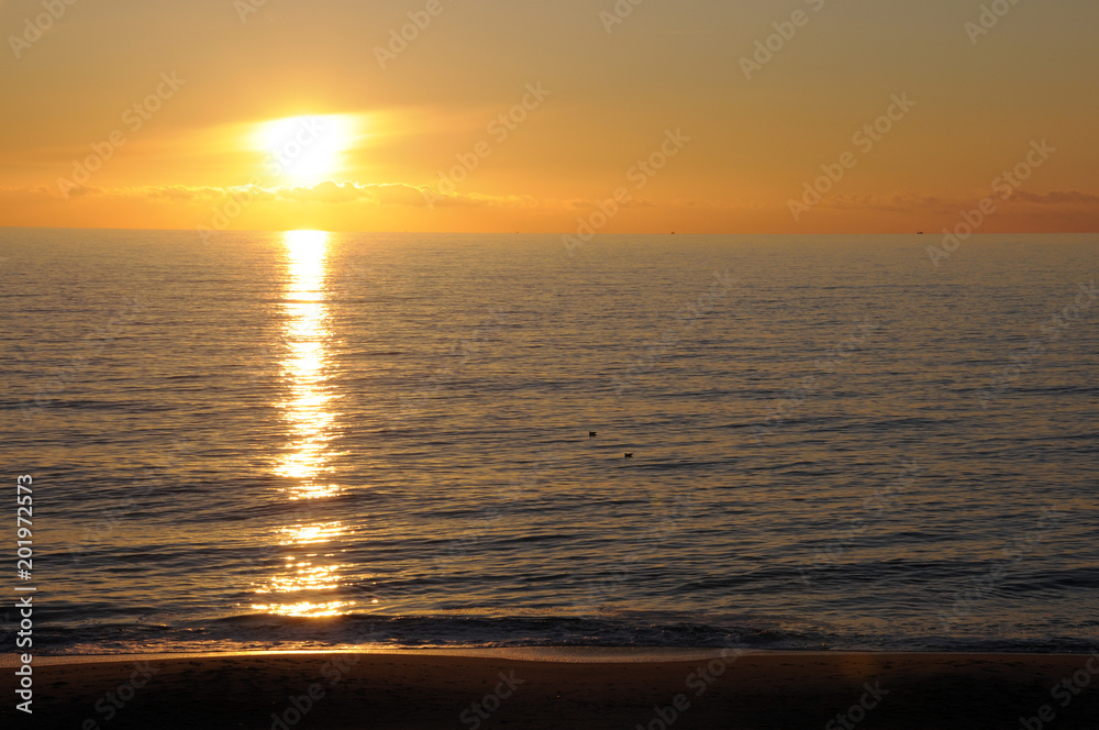Sonnenuntergang, 5 Km südlich von Westerland, Sylt, nordfriesische Insel, Schleswig Holstein, Deutschland, Europa