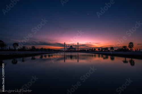 Landscape of beautiful sunset sky at Central Mosque, hat yai,Songkhla province, Southern of Thailand.