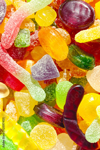 close up a background from colorful sweets of sugar candies