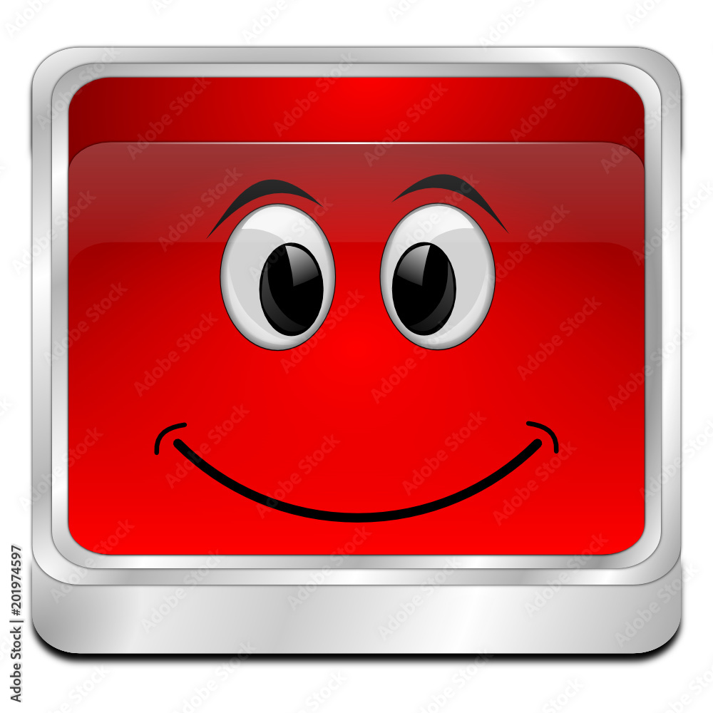 Button with smiling face - 3D illustration Button with smiling face - 3D illustration