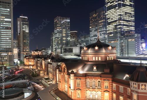 Tokyo station night cityscape
