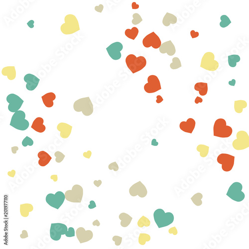 Festive Background with Colorful hearts. Delicate Pattern for Postcard, Print, Banner or Poster. Pretty hearts For Party Decoration, Wedding, Birthday or Anniversary Invitation. Vector