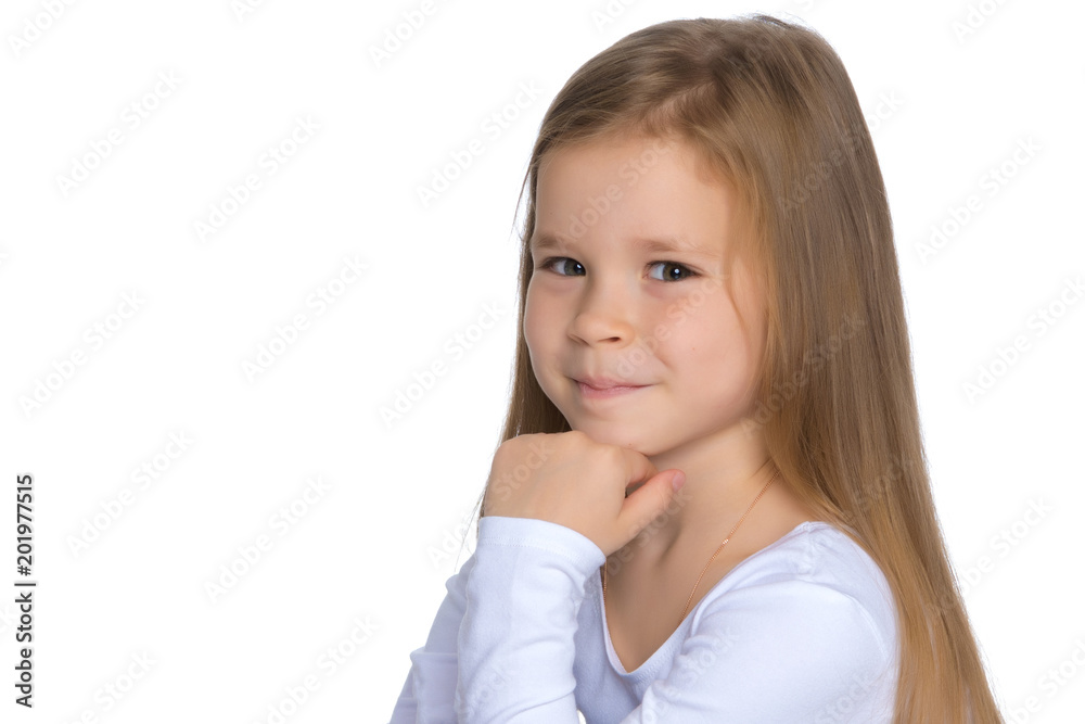 Fashionable little girl in a dress