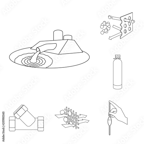 Water filtration system outline icons in set collection for design. Cleaning equipment vector symbol stock web illustration.