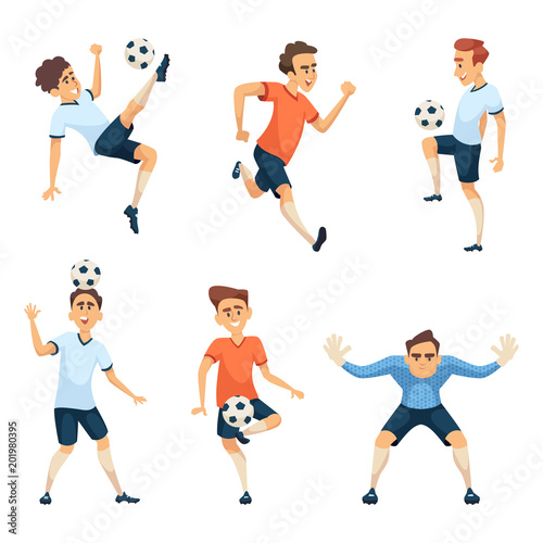 Soccer characters in different action poses
