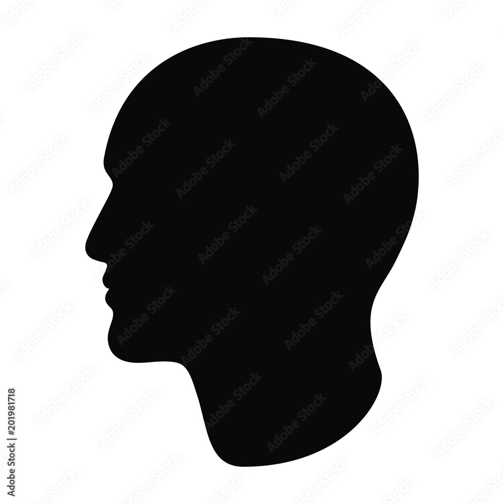 Sign silhouette head man. Black symbol isolated on white background. Vector illustration Sign silhouette head man. Black symbol isolated on white background. Vector illustration