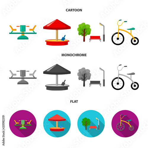 Carousel, sandbox, park, tricycle. Playground set collection icons in cartoon,flat,monochrome style vector symbol stock illustration web.
