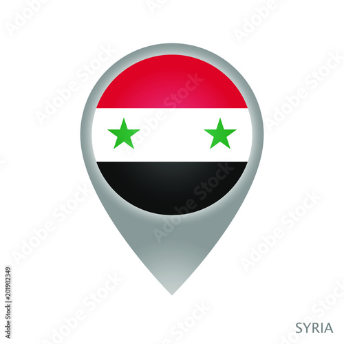 Free Download Map pointer with flag of Syria. Gray abstract map icon. Vector Illustration. - GFXLoad