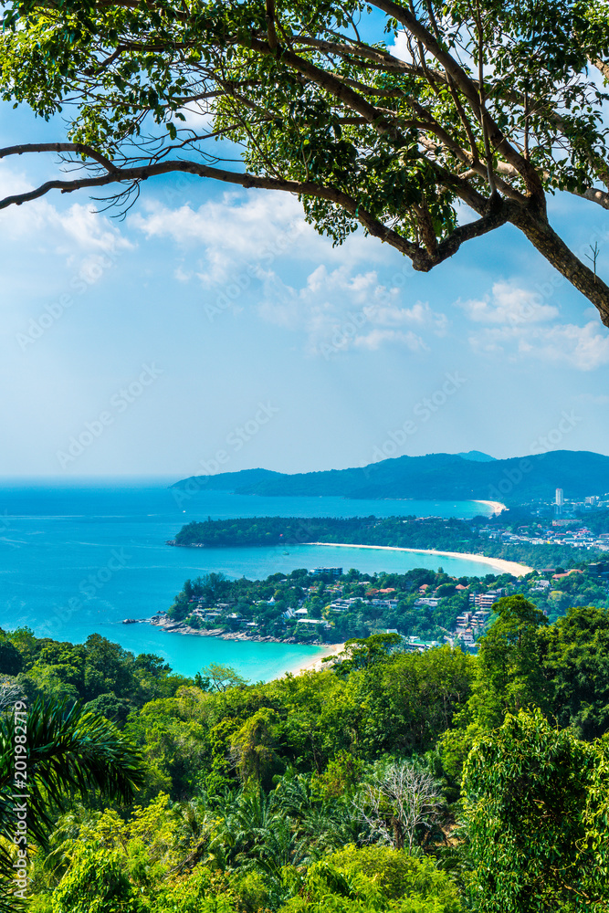 Tropical beach skyline at Karon view point in Phuket, Thailand
