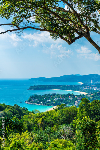 Fototapeta Naklejka Na Ścianę i Meble -  Tropical beach skyline at Karon view point in Phuket, Thailand