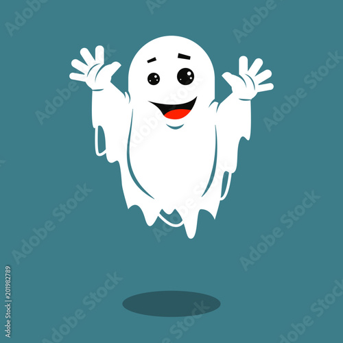 Colored illustration of a smiling ghost