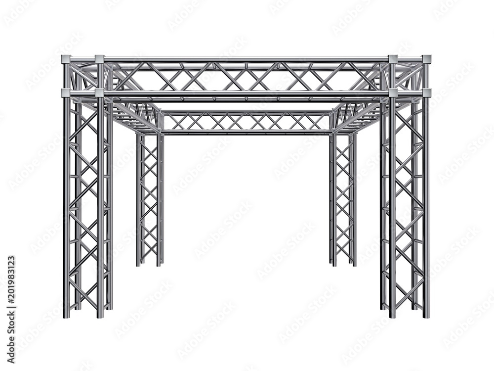 Truss construction. Isolated on white background. 3D rendering illustration. Truss construction. Isolated on white background. 3D rendering illustration.