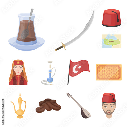 Turkey country cartoon icons in set collection for design.Travel and attractions vector symbol stock web illustration.