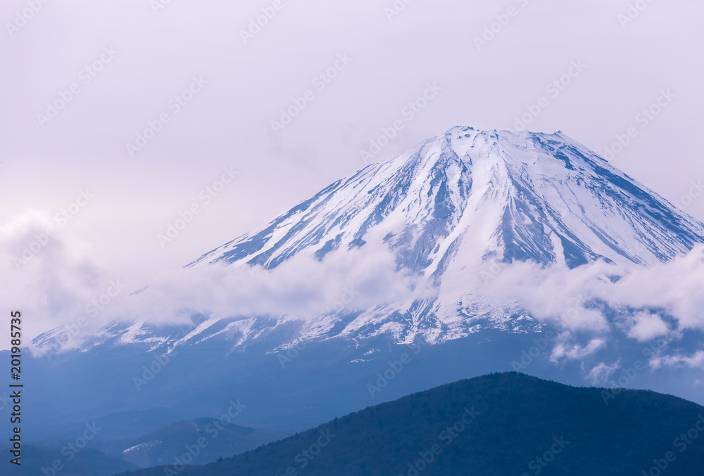 Mountain fuji from lake Shojiko during dusk time,Japan