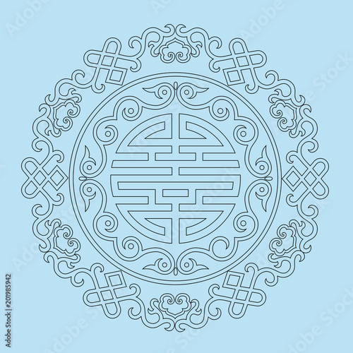 vector oriental chinese ornament asian traditional pattern floral vintage element cut silhouette ornament central asia applique work for t-shirt mongolian ornament. laser cutting