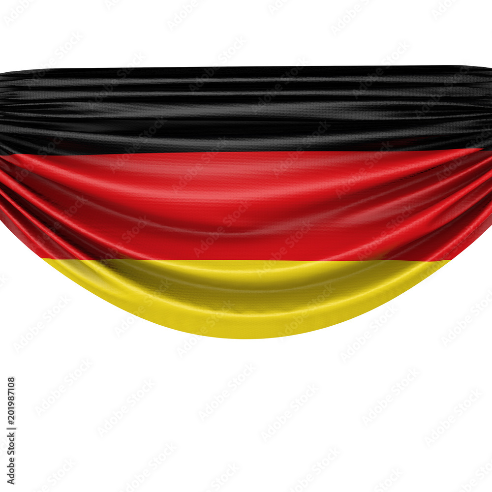 Naklejka premium Germany national flag hanging fabric banner. 3D Rendering