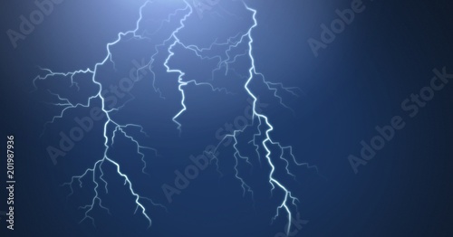 Lightning strikes and dark background