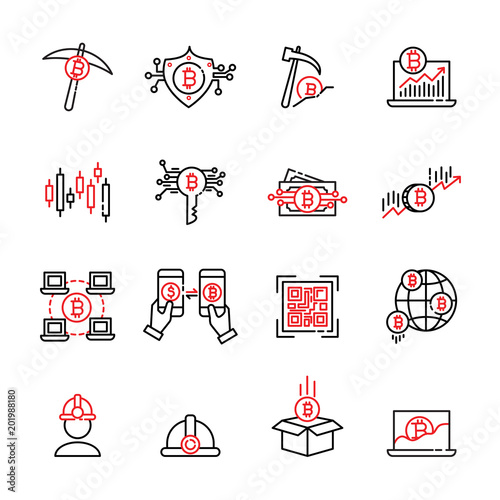 cryptocurrency thin line icon set 7, vector eps10