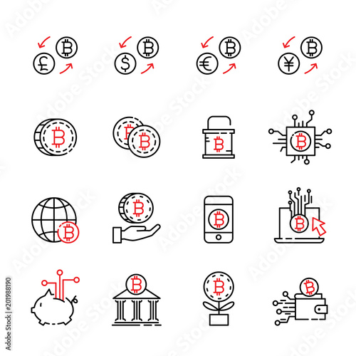 cryptocurrency thin line icon set 6, vector eps10