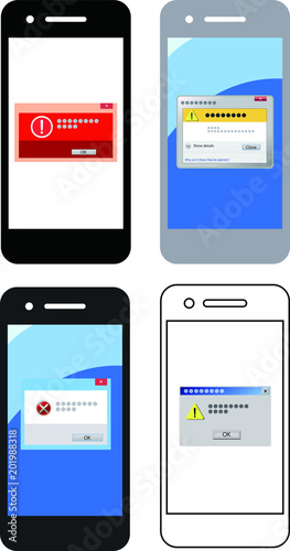 Smartphone Error illustration set