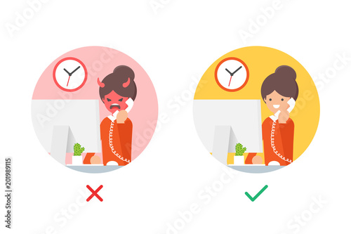 Angry and happy customer vector illustrations