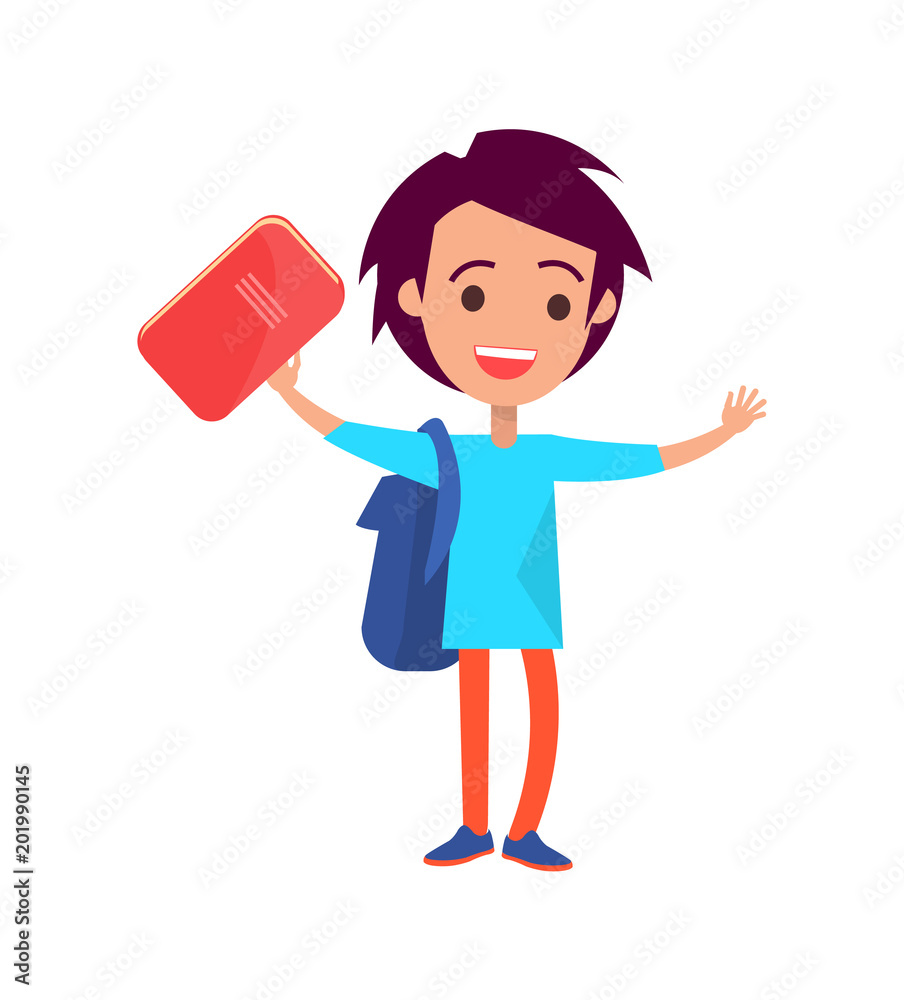 Boy with Medium Length Hair Wearing Blue T-shirt Boy with Medium Length Hair Wearing Blue T-shirt