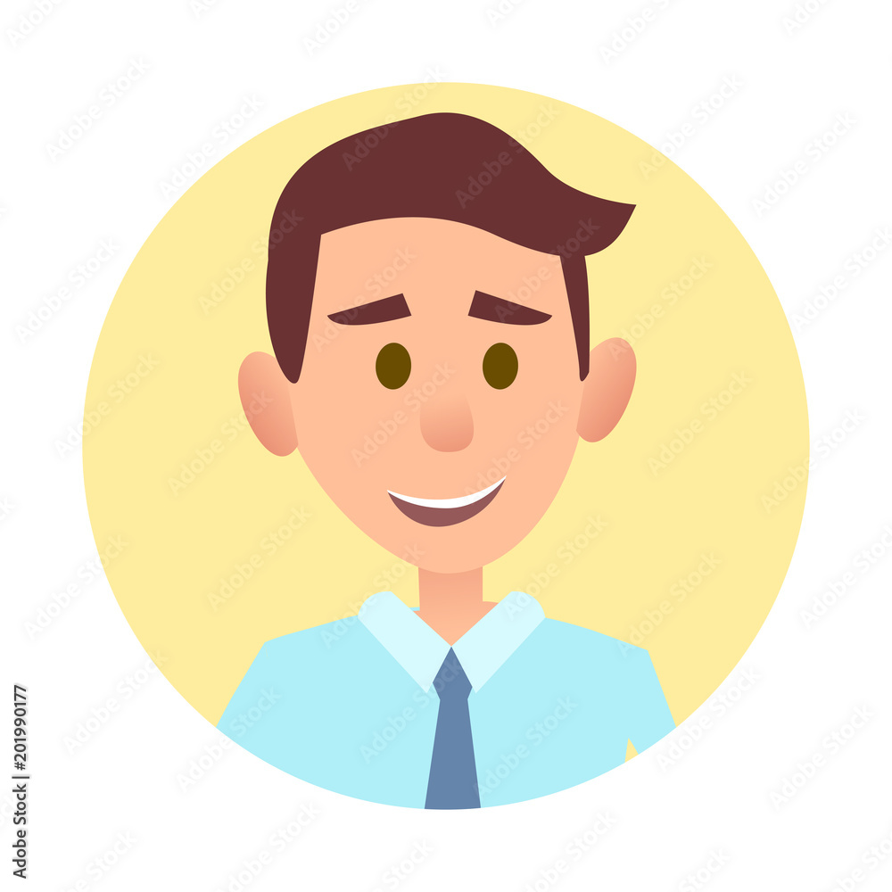 Boy Avatar in Round Web Button Isolated on White Boy Avatar in Round Web Button Isolated on White