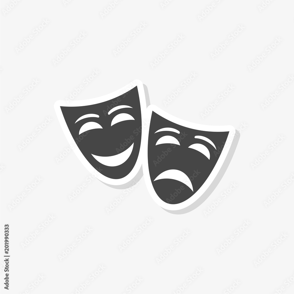 Theater mask sticker, simple vector icon Theater mask sticker, simple vector icon