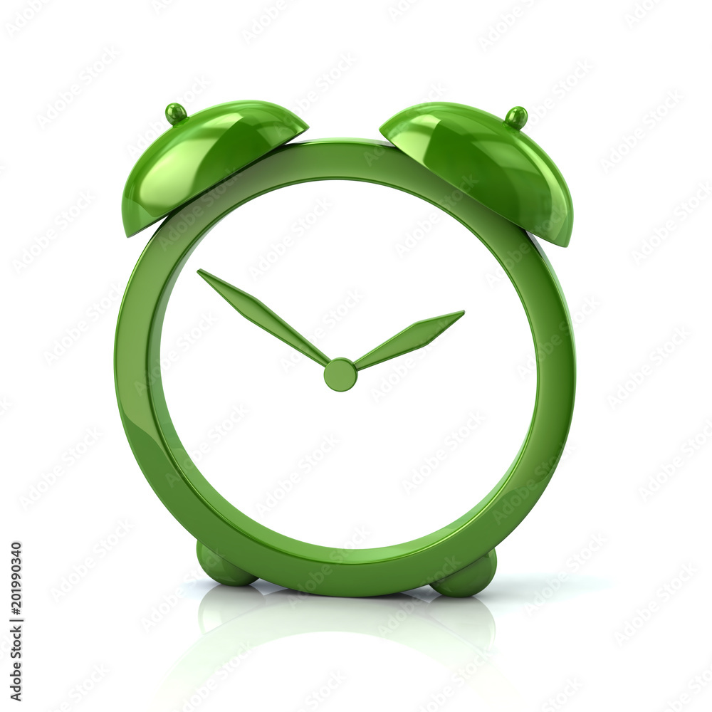 Green clock icon 3d illustration on white background StockIllustration