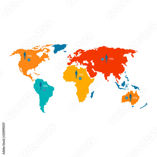 World Map with Statistical Data about Population