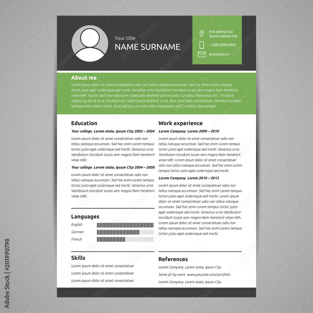 Resume template Stock Vector Adobe Stock Resume template Stock Vector Adobe Stock