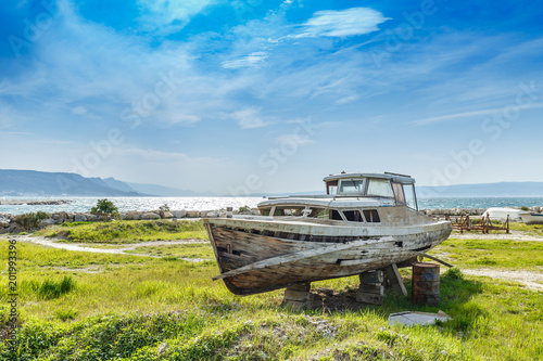 An old shipwreck boat