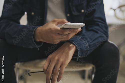 closeup of hands with mobile phone