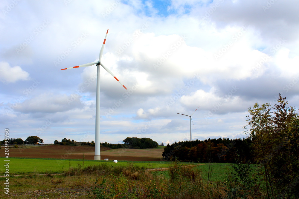 Fototapeta premium wind turbines on a field