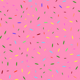 Donut Pink Texture. Glaze and Colored Sprinkles Seamless Pattern