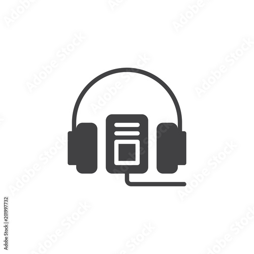 Audio guide vector icon. filled flat sign for mobile concept and web design. Headphones and mp3 player simple solid icon. Symbol, logo illustration. Pixel perfect vector graphics
