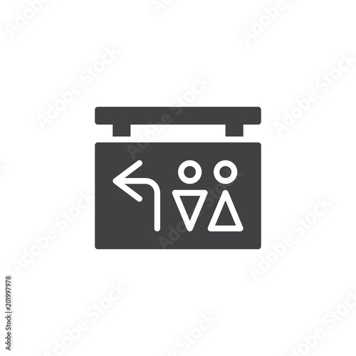 Toilet direction pointer vector icon. filled flat sign for mobile concept and web design. WC signboard simple solid icon. Symbol, logo illustration. Pixel perfect vector graphics